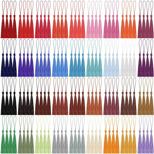 120 handgjorda silkeslen tofsar - olika färger