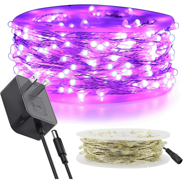 Silvertråd Fe-ljus Plug in 99 Ft 300 LED-slingor med spole, Lila Pruple 99Ft 300LED Pruple 99Ft 300LED