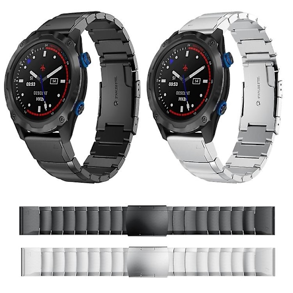 Til Garmin Descent Mk 2i 26mm Skildpadde Skal Rustfrit Stål Urrem YXR Black