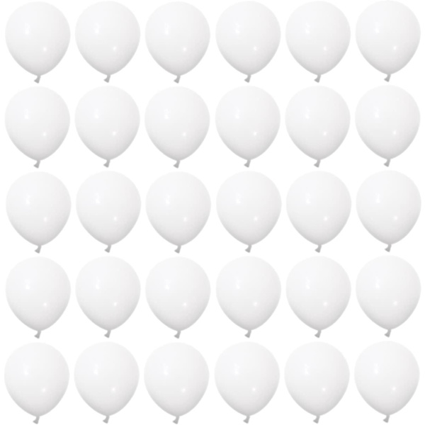 5 toms hvite lateksballonger, 100 stk Mini tykke hvite partyballonger