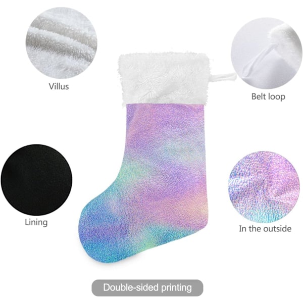 Julklapp, personliga julklappsstrumpor 2-pack Holografiska virvlar Tie Dye Regnbåge 18 tum Julstrumpor Hängande Ornament Kam