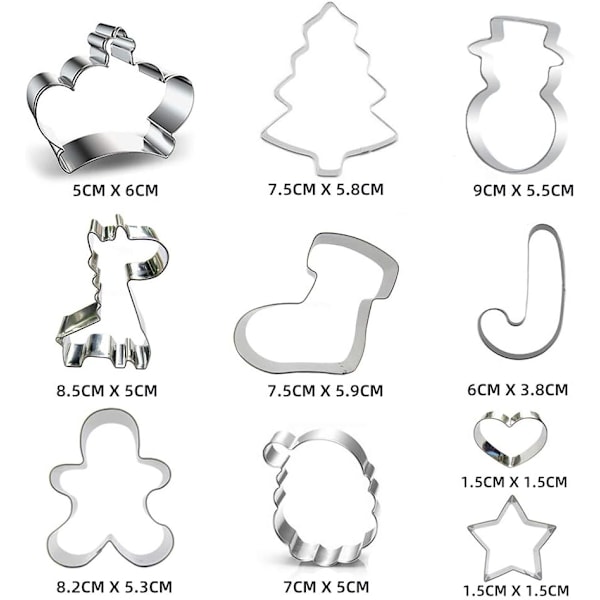 10 st rostfria julformar för kakor - 3D-designer