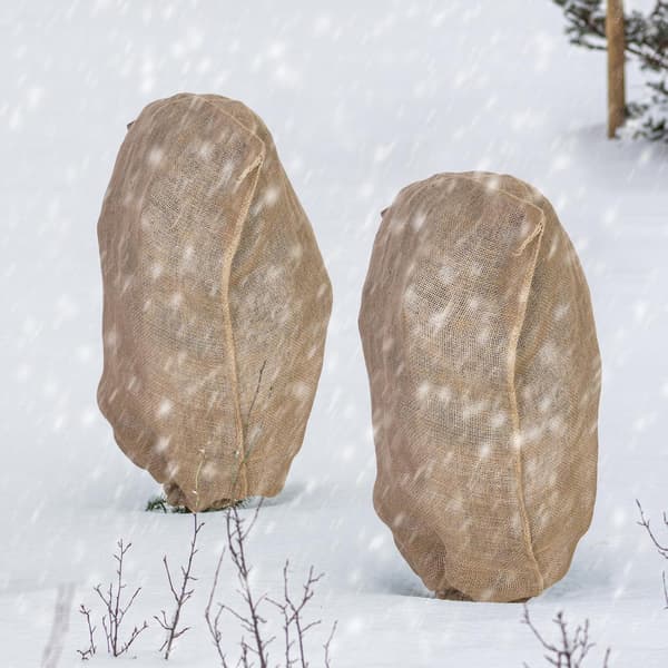 8-pack Vintervävväxtskyddspåsar 60 x 100 cm Stora vävsäckar Växtfilt med dragsko Återanvändbar Varm växtfrostduk Köldskydd