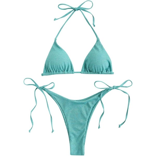 Kvinde 2-delt sexet halterneck glitter metallisk bikini badedragt slangeskindsprint