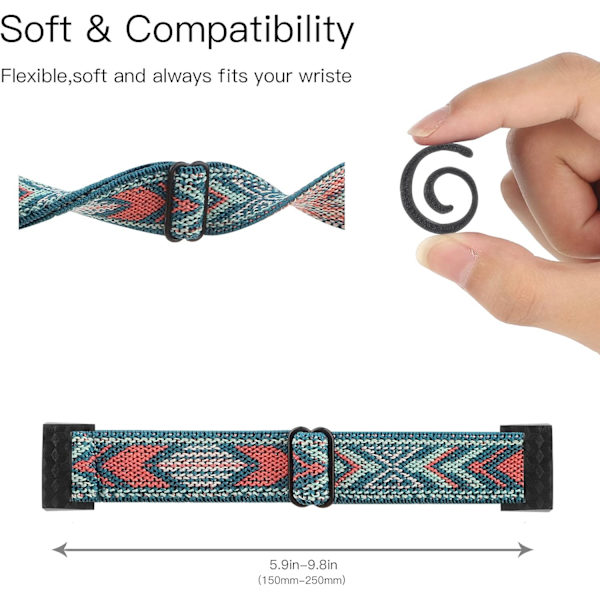 Justerbart ur i elastisk nylon, der er kompatibelt med Fitbit Charge