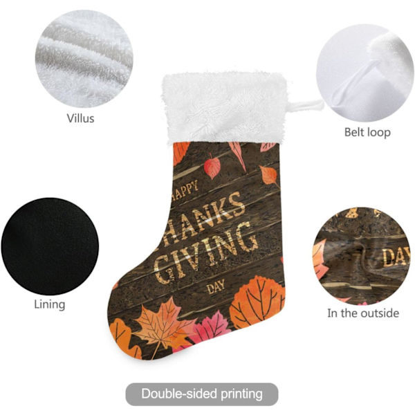 Julklapp, personliga julklappsstrumpor 2-pack Thanksgiving höstlöv trä 18 tum julstrumpor hängande prydnad spis för B