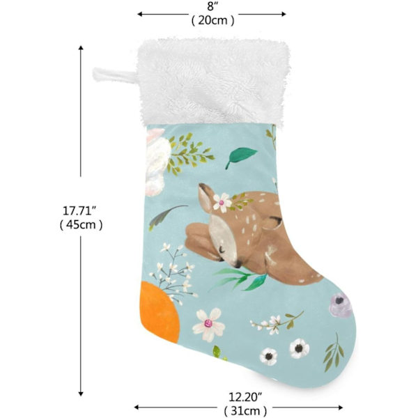 Jule-Strømpe, Personlige Jule-Strømper 2-pakning Dyr Ræv Blomster 45,7 cm Jule-Strømper Hængende Ornament Pejs til Trædekoration