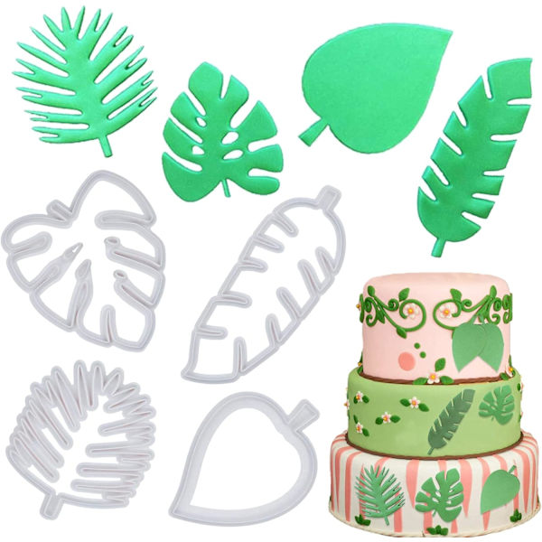 Tropiska blad kakskärare set - Fondant tårtdekorering