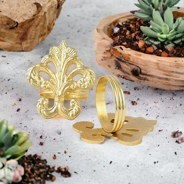 Servettringar Set om 12, Fleur-di-lis Servetthållare, Servettringar Bulk för