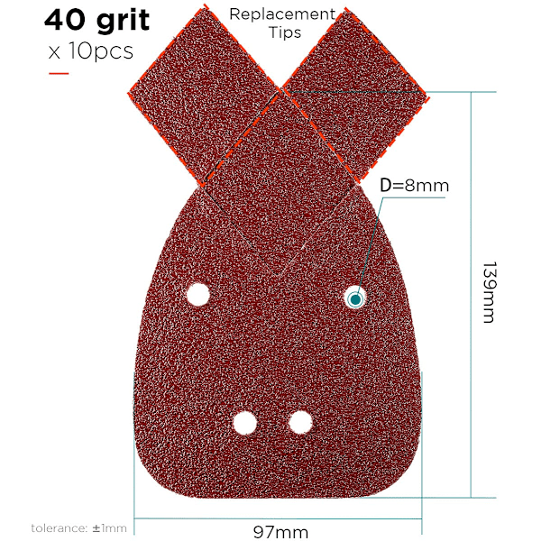 40 Grit Mus-slipskivor - Kardborrefäste Sandpapper för