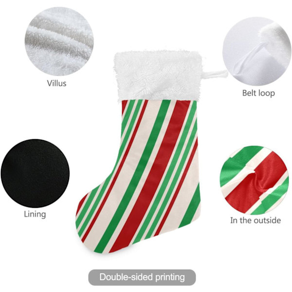 Julklapp, Personliga Julklappsstrumpor 2-pack Jul Röd Grön Randig 45,7 cm Julstrumpor Hängande Ornament Eldstad för Bygg