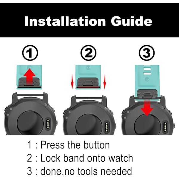 QuickFit silikoneurrem - Udskiftningsrem til Fenix 5 Plus, Fenix 6/7, Forerunner 935/945 og mere