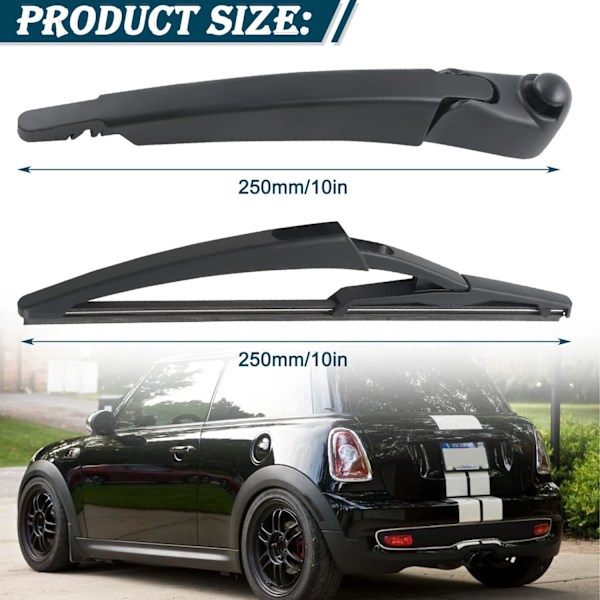 Bakre vindusviskerblad og armsett for Mini Cooper R56 2007-2015