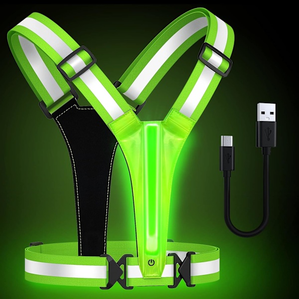 LED Reflective Running Vest Gear,Light Up Vest Runners Night Walking