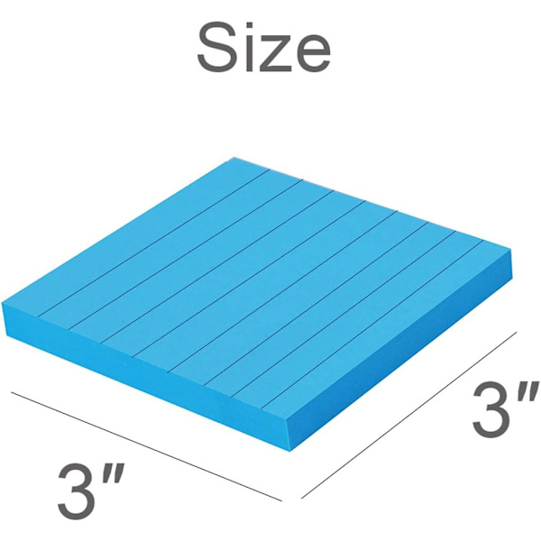 8-pack linjerade självhäftande lappar - 3x3 tum linjerade post-it-lappar, 82 ark/block