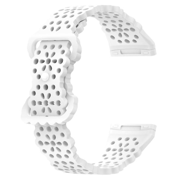 För Fitbit Versa 4 / 3 / Sense 1 / 2 Spetsad ihålig silikonklockarmband HWP White