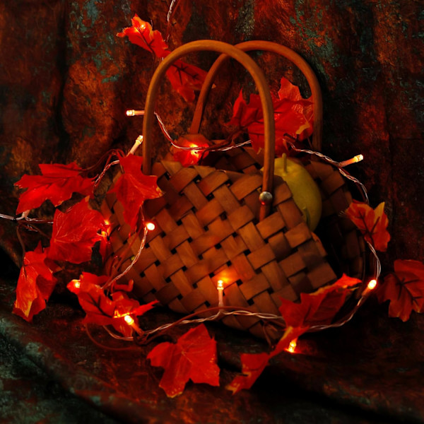 Höstlövsgirlang med lampor - Batteridriven, Thanksgiving-dekor