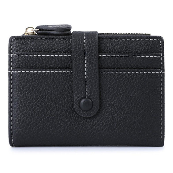 Litchi Texture RFID-blockerande dragkedja ficka kort plånbok kvinnor PU läder kort kontanter hållare plånbok Black
