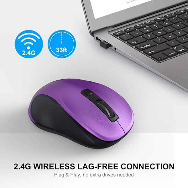 2,4G trådlös mus för bärbar dator, ergonomisk datormus