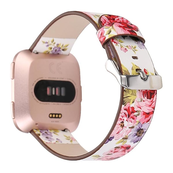 För Fitbit Versa 1 / 2 Blommönster Klockarmband VUJ White Pink