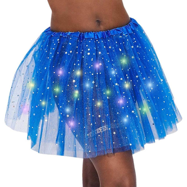 LED-lys nederdel til kvinder - lysende stjerneskørter - lagdelt ballet-tutus - elastisk mesh
