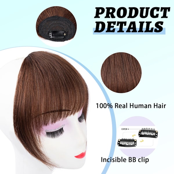 Clip in Bangs 100% Menneskehår Extensions Franske Bangs Fringe