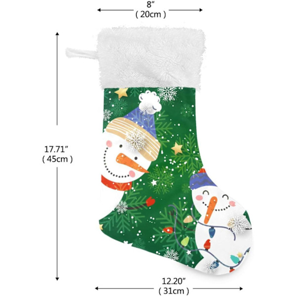 Julklapp, Personliga Julklappsstrumpor 2-pack Snögubbe Julgran Snöflingor Grön 18 tum Julstrumpor Hängande Ornament