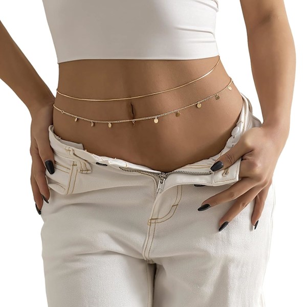 Enkel Multilayer Taljekæde Strand Bikini Mave Taljekæde