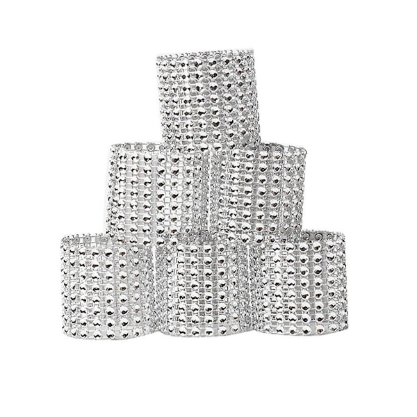 50 stk. Bling Diamond Rhinestone Mesh Wrap Serviettringer Bryllupsdekorasjon Gull