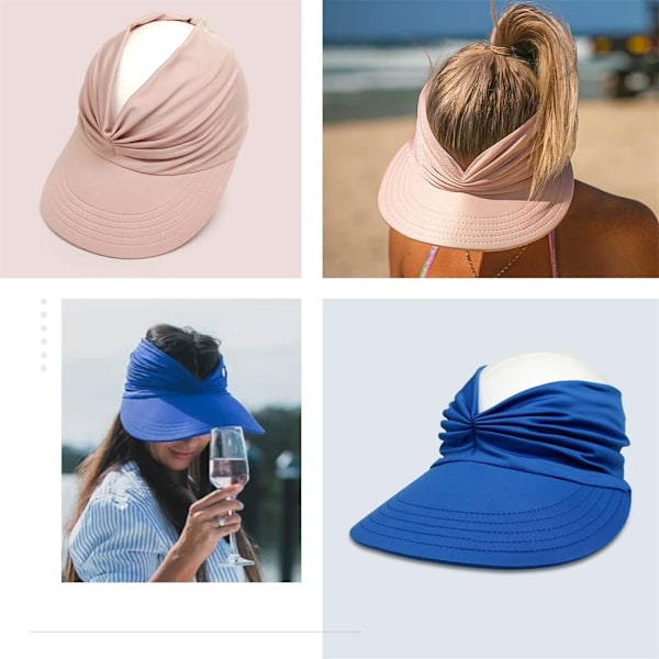 Solhatt for kvinner. Solskjerm for stranden med UV-beskyttelse og bred brem for sport