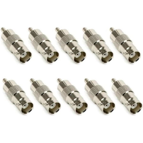 10 x BNC-hona till RCA Phono-hane pluggadapter - för CCTV till