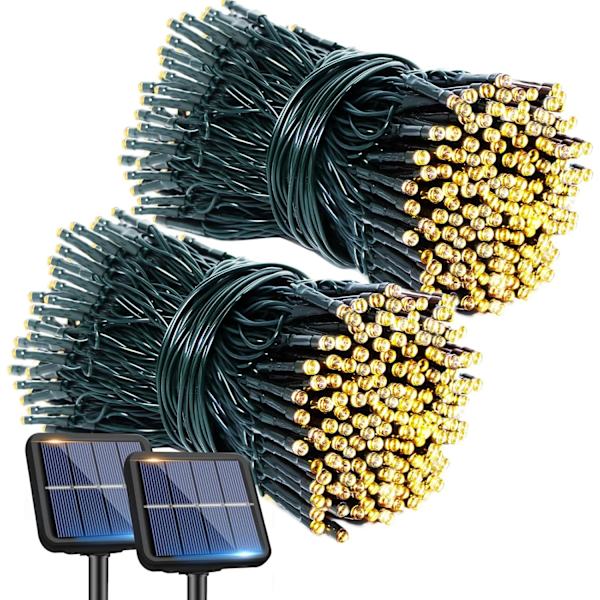 2 Pakke Solcellelyskæder Udendørs, 240LED 78Ft Solcelle Julelys Udendørs Vandtætte, 8 Tilstande Solcelledrevne Træ Twinkle Lys Til Have