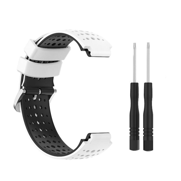 För Garmin Forerunner 220 Silikon Sport Tvåfärgad Klockarmband BHC White-Black