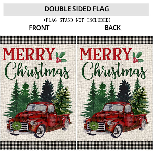 God Jul Trädgårdsflaggor för Utomhus - Buffalo Plaid med Röd