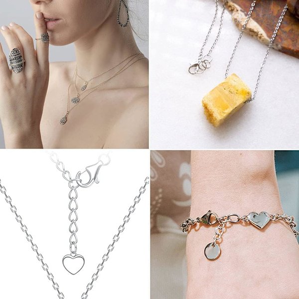 170PCS Silver Hummerklospännen med Öppna Hoppringar Set - Smyckespännen för att Göra Smycken och Armband