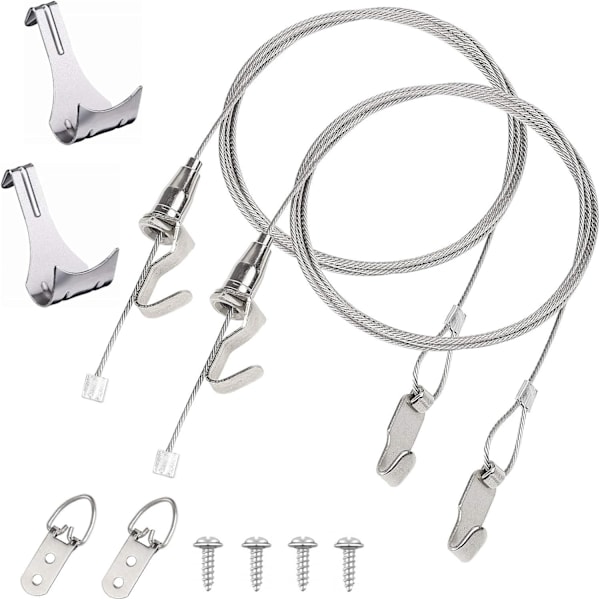 Picture & Mirror Hanging Wire Kit - Stainless Steel Wire with Hooks and Hangers