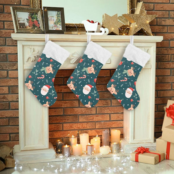 Julklapp, Personliga Julklappsstrumpor 2-pack Jultomten Rensa Jul 45,7 cm Julstrumpor Hängande Ornament Eldstad