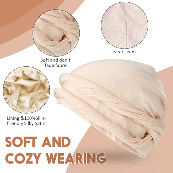 4 delar turban för män Twist Head Wraps för män Stretch