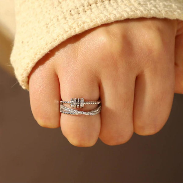 Fidget Ring för ångest kvinnor - Pärlor Spinner Ring från mamma till kvinnor eller flickor
