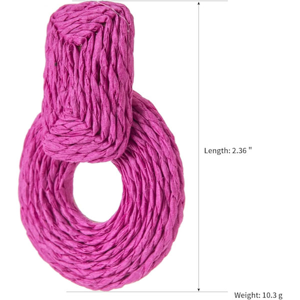 Statement Raffia Runda Örhängen - Boho Drop Handgjorda Halmörhängen