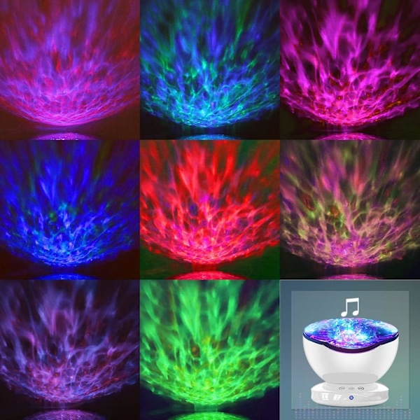 Ocean Wave Projektor. 12 lysdioder og 8 lystilstande. Lysshow