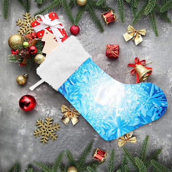 Julklapp, Personliga Julklappsstrumpor 2-pack Jul Fantasy Blå Snöflingor 45,7 cm Julstrumpor Hängande Ornament Kam