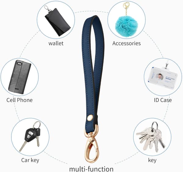 Håndledsrem, ægte læder håndledsnor håndrem erstatning til pung, clutch, pose, telefon, ID