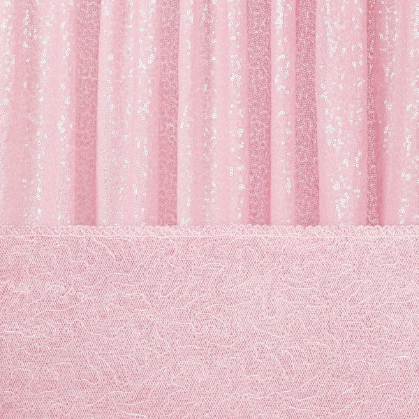 Pink Sequin Baggrund 2 Paneler 2FTx8FT Fødselsdagsfest Baggrund Gardiner Glitter