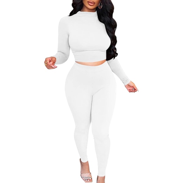 Kvinnors 2-delade outfits Sexig Crop Top Jogger Track Suits Träning Leggings Byxor