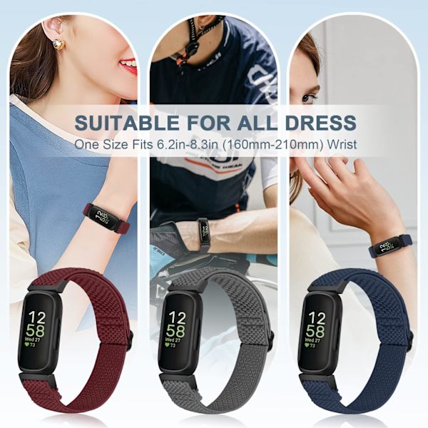 Justerbare elastiske remmer for Fitbit Inspire-serien (2-pakning)