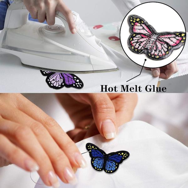 20 stk Butterfly strykejern på lapper - Broderte Sy Applikasjon Reparation Patch