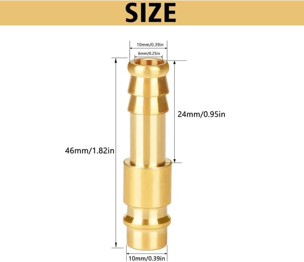 2-pak trykluftfittings 10 mm/trykluftkobling 10 mm i messing DN10