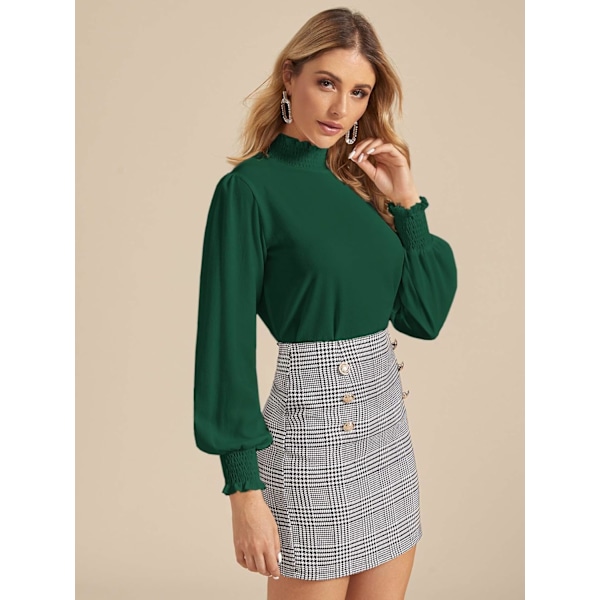 Kvinners blomstermønstrede langærmet mock neck elegante arbeidsbluse topper skjorter