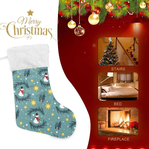 Julklapp, Personliga Julklappsstrumpor 2-pack Snöflinga Snögubbe Blå 18 tum Julstrumpor Hängande Ornament Eldstad för Träd